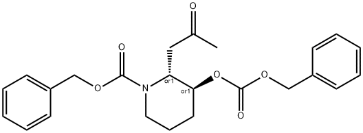 trans-N,O-Bis(benzyloxycarbonyl) 3-Hydroxy-2-(2-oxopropyl)piperidine 结构式
