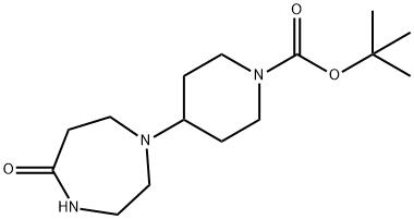 4-(六氢-5-氧代-1H-1,4-二氮杂卓-1-基)-1-哌啶甲酸叔丁酯 结构式