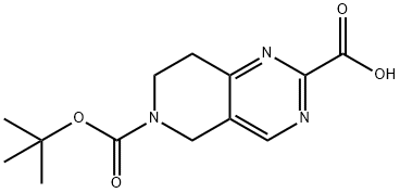 6-BOC-5,6,7,8-四氢吡啶[4,3-D]嘧啶-2-甲酸 结构式