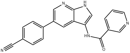 N-[5-(4-氰基苯基)-1H-吡咯并[2,3-B]吡啶-3-基]-3-吡啶甲酰胺 结构式