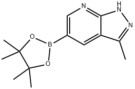 3-甲基-5-(四甲基-1,3,2-二氧杂硼杂环戊烷-2-基)-1H-吡唑并[3,4-B]吡啶 结构式