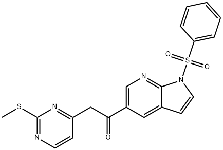 2-[2-(甲硫基)嘧啶-4-基]-1-[1-(苯磺酰基)-1H-吡咯并[2,3-B]吡啶-5-基]乙酮 结构式