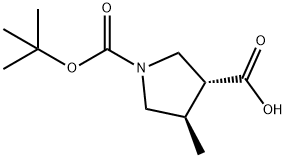 (3R,4R)-1-(tert-butoxycarbonyl)-4-methylpyrrolidine-3-carboxylic acid 结构式