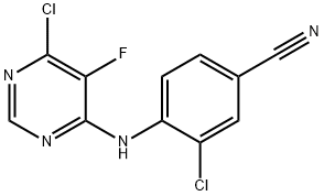 3-氯-4-(6-氯-5-氟嘧啶-4-氨基)苯甲腈 结构式