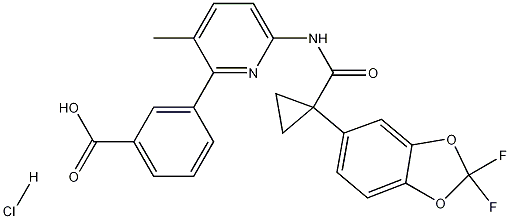 苯甲酸, 3-[6-[[[1-(2,2-二氟-1,3-苯并二氧杂环戊烷-5-基)环丙基]羰基]氨基]-3-甲基-2-吡啶基]-, 盐酸盐 (1:1) 结构式