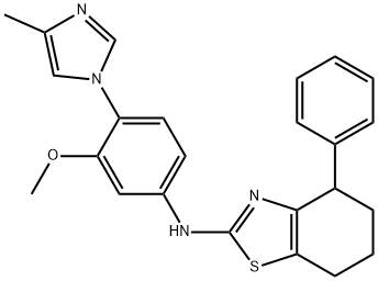 4,5,6,7-四氢-N-[3-甲氧基-4-(4-甲基-1H-咪唑-1-基)苯基]-4-苯基-2-苯并噻唑胺 结构式