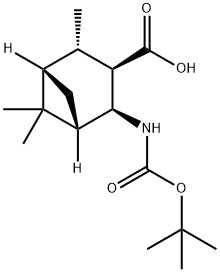 (1S,2S,3R,4S,5S)- 2-tert-Butoxy-carbonylamino-4,6,6-trimethylbi-cyclo[3.1.1]heptane-3-carboxylic acid 结构式