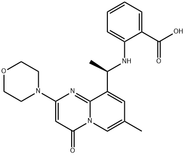 2-[[(1R)-1-[7-甲基-2-(4-吗啉)-4-氧代-4H-吡啶并[1,2-A]嘧啶-9-基]乙基]氨基]苯甲酸 结构式