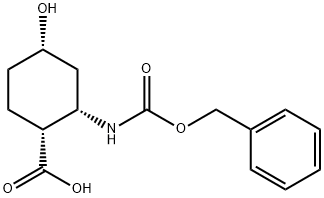 (1R*,2S*,4S*)-2-Benzyloxycarbonylamino-4-hydroxy-cyclohexanecarboxylic acid 结构式