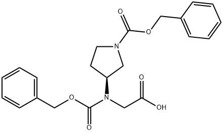 (S)-2-(N-CBZ基)(1-CBZ基 - 吡咯烷-3-基)氨基乙酸 结构式