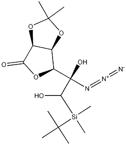 5-叠氮基-6-O-(叔丁基二甲基甲硅烷基)-2,3-O-异亚丙基L-古洛糖酸-1,4-内酯 结构式