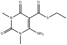 6-Amino-1,2,3,4-tetrahydro-1,3-dimethyl-2,4-dioxo-5-pyrimidinecarbothioic acid S-ethyl ester 结构式