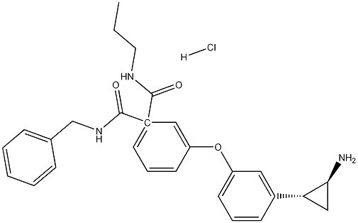 N-[(1S)-3-[3-(反-2-氨基环丙基)苯氧基]-1-(苄基氨基甲酰)丙基]苯甲酰胺盐酸盐 结构式