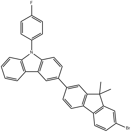 3-(7-溴-9,9-二甲基-9H-芴-2-基)-9-(4-氟苯基)-9H-咔唑 结构式