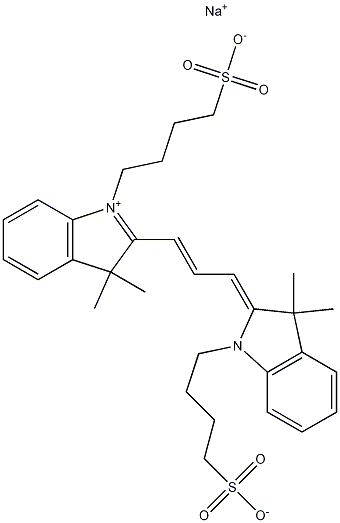 2-[3-[3,3-二甲基-1-(4-磺酸基丁基)-1,3-二氢吲哚-2-亚基]丙烯基]-3,3-二甲基-1-(4-磺酸基丁基)-3H-吲哚内盐钠盐 结构式