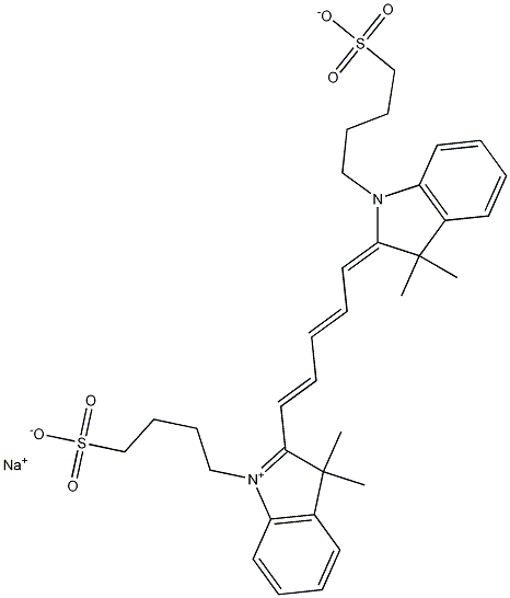 2-[5-[3,3-二甲基-1-(4-磺酸基丁基)-1,3-二氢吲哚-2-亚基]-1,3-戊二烯基]-3,3-二甲基-1-(4-磺酸基丁基)-3H-吲哚内盐钠盐 结构式