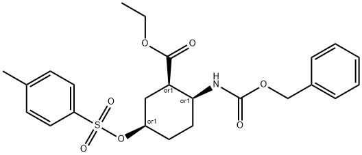 (1R*,2S*,5R*)-2-Benzyloxycarbonylamino-5-(toluene-4-sulfonyloxy)-cyclohexanecarboxylic acid ethyl ester 结构式