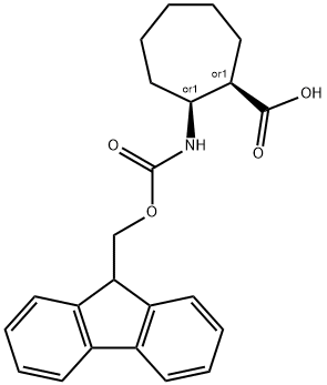 RAC-(1R,2S)-2-({[(9H-芴-9-基)甲氧基]羰基}氨基)环庚烷-1-羧酸,顺式 结构式