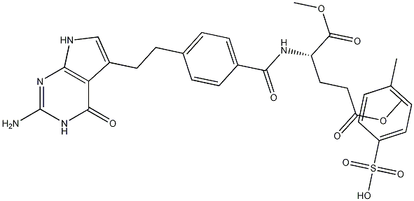 N-[4-[2-(2-氨基-4,7-二氢-4-氧代-3H-吡咯并[2,3-D]嘧啶-5-基)乙基]苯甲酰基]-L-谷氨酸 1,5-二甲酯对甲苯磺酸盐 结构式