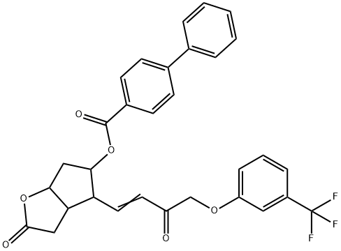 六氢-2-氧代-4-[3-氧代-4-[3-(三氟甲基)苯氧基]-1-丁烯基]-2H-环戊并[B]呋喃-5-基 [1,1'-联苯]-4-甲酸酯 结构式
