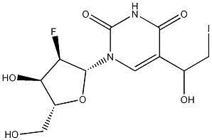 5-(1-Hydroxy-2-iodoethyl)-2'-fluoro-2'-deoxyuridine 结构式