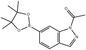 1-(6-(4,4,5,5-四甲基-1,3,2-二氧硼杂环戊烷-2-基)-1H-吲唑-1-基)乙酮 结构式