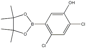 2,4-Dichloro-5-(4,4,5,5-tetramethyl-1,3,2-dioxaborolan-2-yl)phenol 结构式
