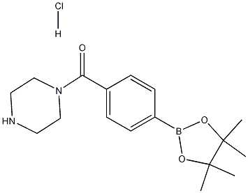 Piperazin-1-yl(4-(4,4,5,5-tetramethyl-1,3,2-dioxaborolan-2-yl)phenyl)methanone hydrochloride 结构式