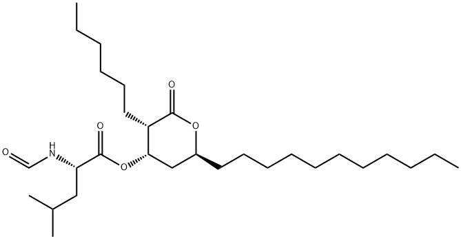 N-Formyl-L-leucine (3S,4S,6S)-3-Hexyltetrahydro-2-oxo-6-undecyl-2H-pyran-4-yl Ester 结构式