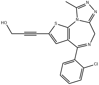 3-[4-(2-Chlorophenyl)-9-methyl-6H-thieno[3,2-f][1,2,4]triazolo[4,3-a][1,4]diazepin-2-yl]-2-propyn-1-ol 结构式