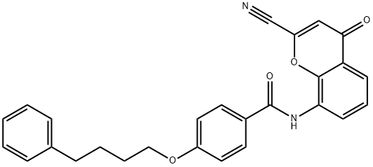 N-(2-氰基-4-氧代-4H-1-苯并吡喃-8-基)-4-(4-苯基丁氧基)苯甲酰胺 结构式
