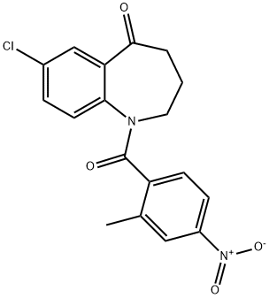 7-氯-1,2,3,4-四氢-1-(2-甲基-4-硝基苯甲酰基)-5H-1-苯并氮杂卓-5-酮 结构式