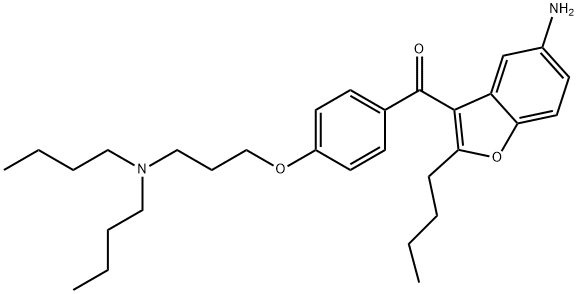 (5-氨基-2-丁基-3-苯并呋喃基)[4-[3-(二丁基氨基)丙氧基]苯基]甲酮 结构式