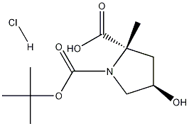 (2S,4R)-4-羟基-1,2-吡咯烷二羧酸 1-叔丁酯 2-甲酯盐酸盐 结构式