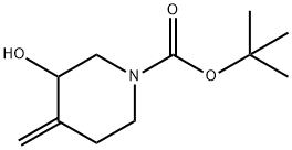 3-羟基-4-亚甲基哌啶-1-甲酸叔丁酯 结构式