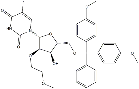 5'-O-[双(4-甲氧基苯基)苯基甲基]-2'-O-(2-甲氧基乙基)-5-甲基尿苷 结构式