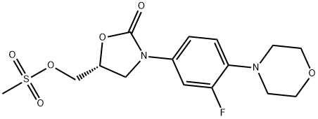(R)-N-[3-(3-氟-(4-吗啉基)苯基)-2-氧代-5-唑烷基]甲醇甲磺酸酯 结构式