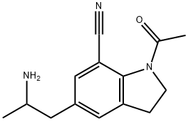1-乙酰基-5-(2-氨基丙基)-2,3-二氢-7-氰基吲哚 结构式