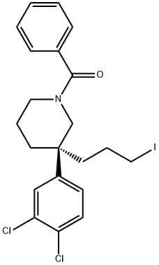 [(3S)-3-(3,4-二氯苯基)-3-(3-碘丙基)-1-哌啶基]苯基甲酮 结构式