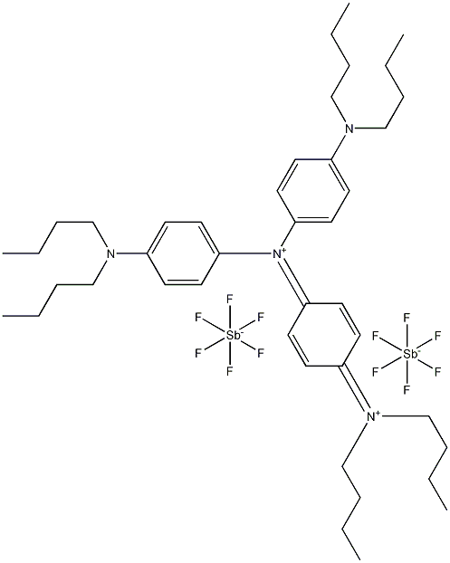 4-(二丁氨基)-N-[4-(二丁氨基)苯基]-N-[4-(二丁亚氨基)-2,5-环己二烯-1-基亚甲基]苯铵六氟锑酸盐 结构式