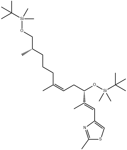 4-[(1E,3S,5Z,8R/S,10S)-3,11-Bis-{[tert-butyl(dimethyl)silyl]oxy}-2,6,10-trimethyl-undeca-1,5-dienyl]-2-methyl-1,3-thiazole 结构式
