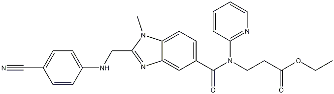 3-[[[2-[[(4-氰基苯基)氨基]甲基]-1-甲基-1H-苯并咪唑-5-基]羰基]吡啶-2-基氨基]丙酸乙酯 结构式