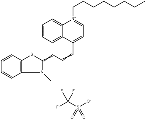 4-[3-(3-甲基-2(3H)-苯并噻唑亚基)-1-丙烯-1-基]-1-辛基喹啉三氟甲磺酸盐 结构式