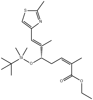 Ethyl (2Z,5S,6E)-5-{[tert-Butyl(dimethyl)silyl]oxy}-2,6-dimethyl-7-(2-methyl-1,3-thiazol-4-yl)hepta-2,6-dienoate 结构式