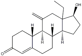 (17BETA)-13-乙基-17-羟基-11-亚甲基-4-雌烯-3-酮 结构式