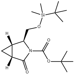 (1S,2S,5R)-3-BOC-2-[(叔丁基二甲基硅氧基)甲基]-4-氧代-3-氮杂双环[3.1.0]己烷 结构式