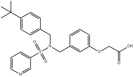 2-[3-[N-(4-叔丁基苄基)-N-(吡啶-3-基磺酰基)氨基甲基]苯氧基]乙酸 结构式