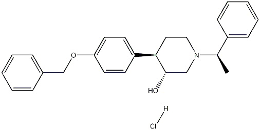 (3R,4R)-1-[(1R)-1-苯基乙基]-4-[4-(苯基甲氧基)苯基]-3-哌啶醇盐酸盐 结构式