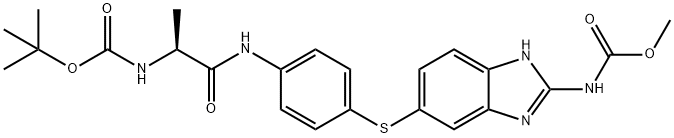 [5-[[4-[[(2S)-2-[[(1,1-Dimethylethoxy)carbonyl]amino]-1-oxopropyl]amino]phenyl]thio]-1H-benzimidazol-2-yl]-carbamic acidmethylester 结构式