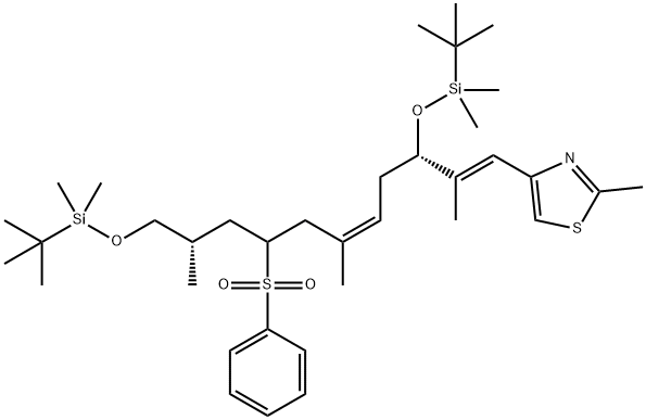 4-[(1E,3S,5Z,8R/S,10S)-3,11-Bis-{[tert-butyl(dimethyl)silyl]oxy}-2,6,10-trimethyl-8-(phenylsulfonyl)undeca-1,5-dienyl]-2-methyl-1,3-thiazole 结构式